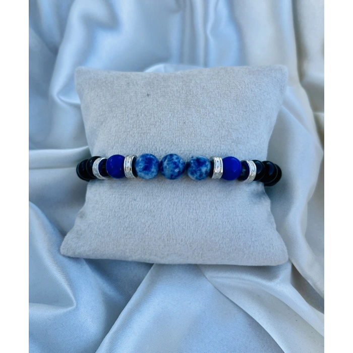 Siyah-Mavi Sodalit Doğal Taş Bileklik