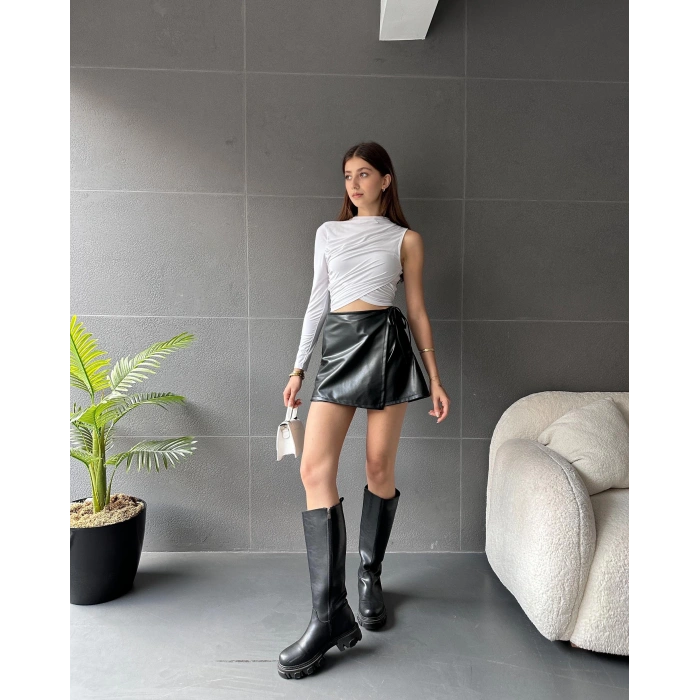 Tek Omuz Drape Detaylı Bluz