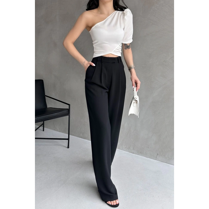 Tek Omuz Prenses Kol Crep Bluz