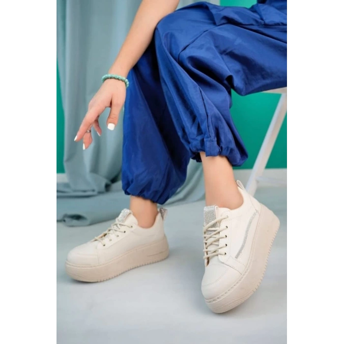 Tiniko Bej Cilt Bağcıklı Spor Ayakkabı