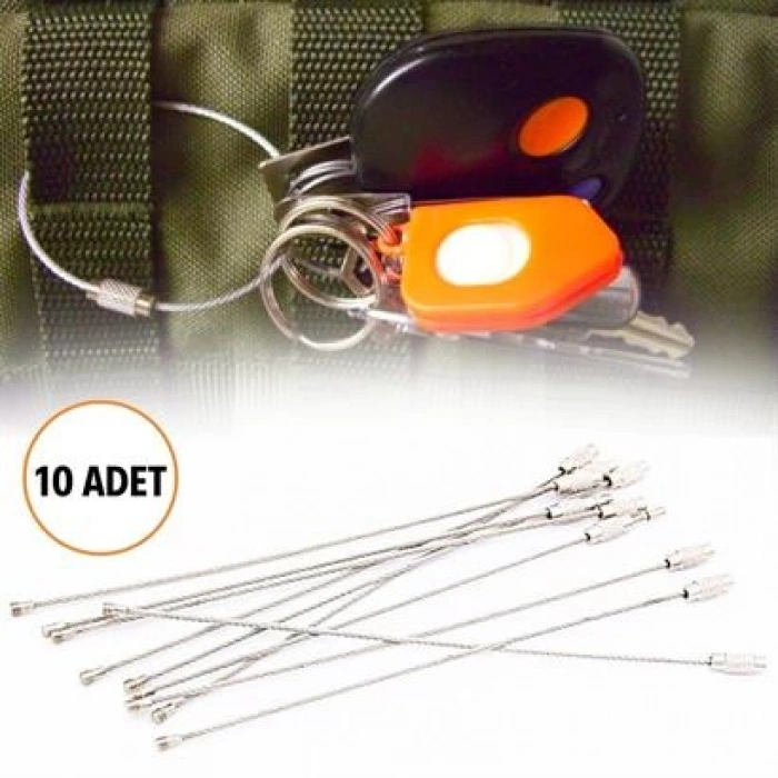 TUFEYO 10lu Paslanmaz Çelik Tel Anahtarlık