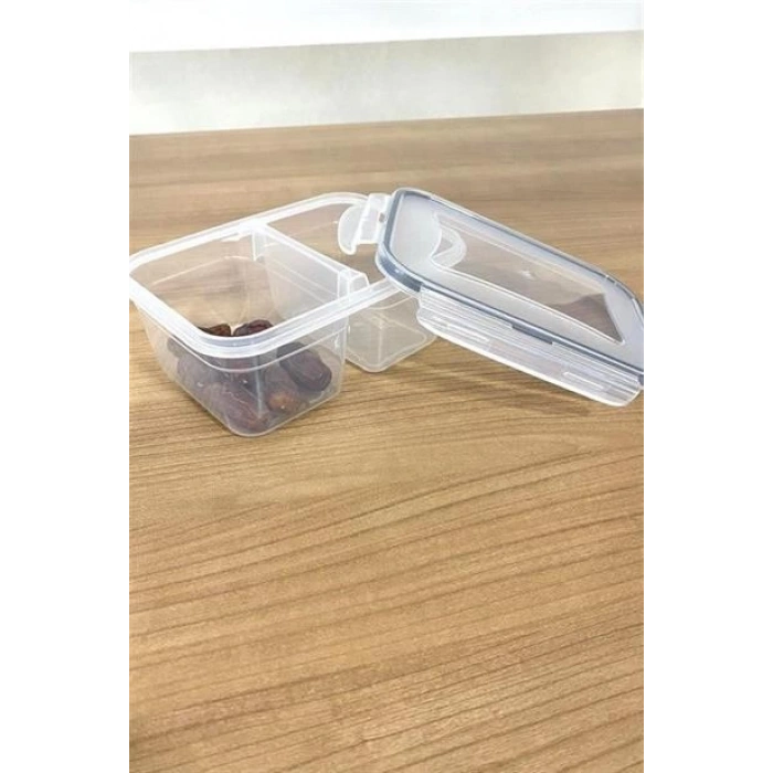 TUFEYO 2 Bölmeli 0,45+0,45 Litre Kilitli Kapaklı Erzak Saklama Kabı LC-524