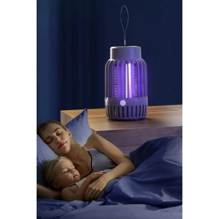 TUFEYO 2si 1 Arada Şarjlı,Mor UV Işıklı Sinek Öldürme Aparatı ve  Kamp Tipi Askılı Gece Lambası