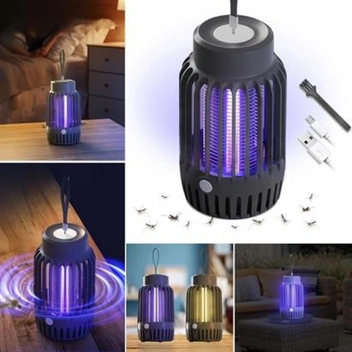 TUFEYO 2si 1 Arada Şarjlı,Mor UV Işıklı Sinek Öldürme Aparatı ve  Kamp Tipi Askılı Gece Lambası