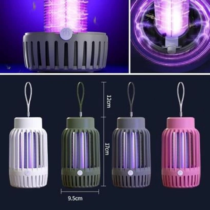 TUFEYO 2si 1 Arada Şarjlı,Mor UV Işıklı Sinek Öldürme Aparatı ve  Kamp Tipi Askılı Gece Lambası