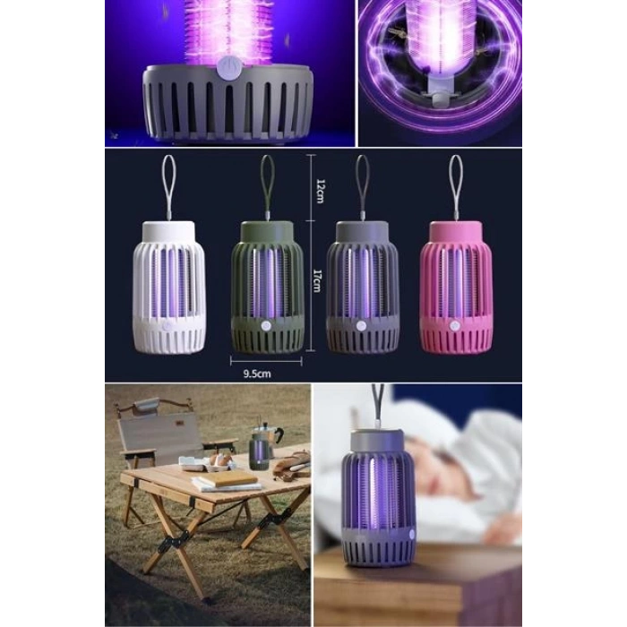TUFEYO 2si 1 Arada Şarjlı,Mor UV Işıklı Sinek Öldürme Aparatı ve  Kamp Tipi Askılı Gece Lambası