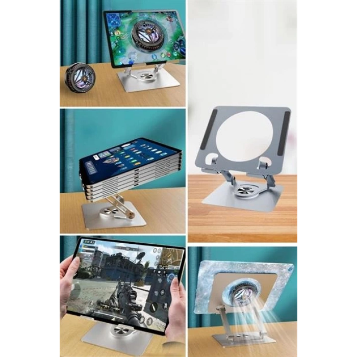 TUFEYO 360 Derece Dönebilen Yükseltilmiş Masaüstü Ayarlanabilir  Metal Tablet Standı