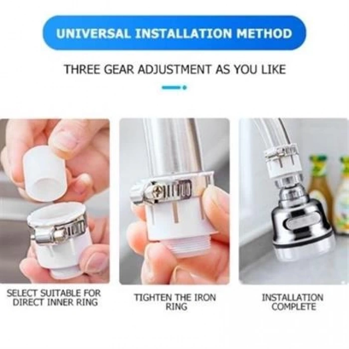 TUFEYO 360 Derece Dönebilen 3 Kademeli Tasarruflu Musluk Başlığı