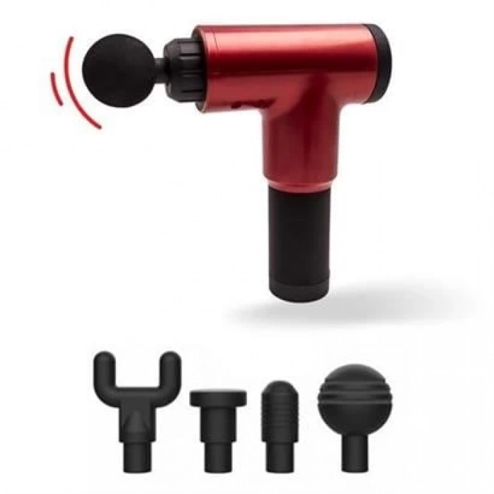 TUFEYO 4 Başlıklı 6 Seviye Hız Ayarlı Vurmalı Kas Yoğurmalı Titreşimli Masaj Tabancası Aleti