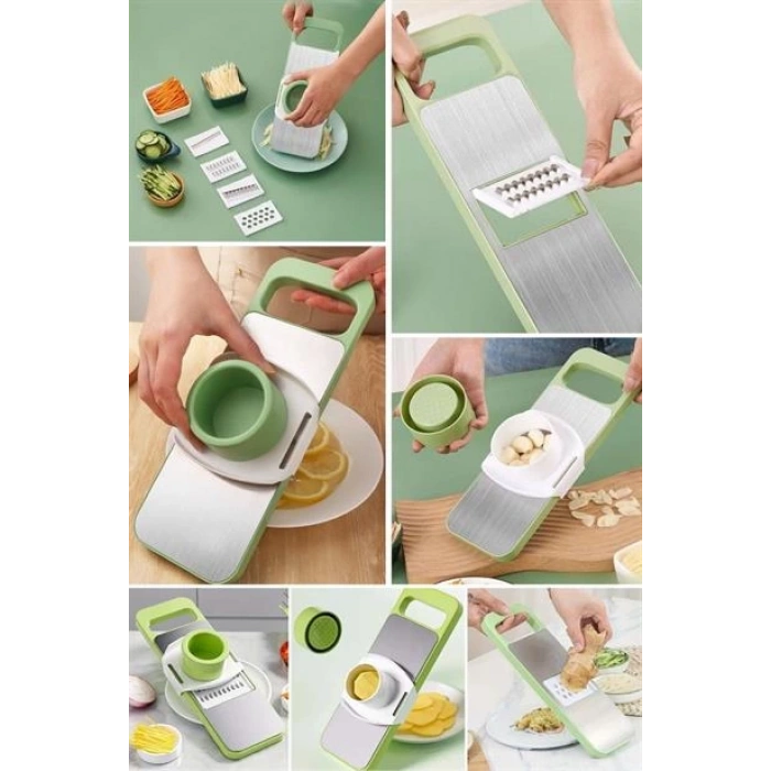 TUFEYO 7 Farklı Bıçaklı Doğrayıcı Keskin Pratik Mutfak Rendesi Doğrayıcı