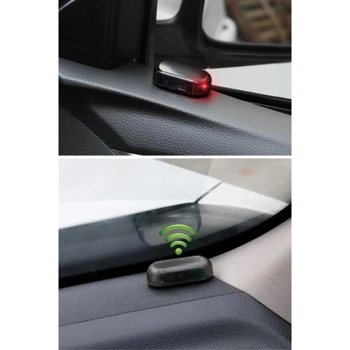 TUFEYO  Araç İçin Caydırıcı Solar Enerji İle Şarj Olan  Güçlü Yapışkanlı Işıklı Plastik Mini Sahte Alarm