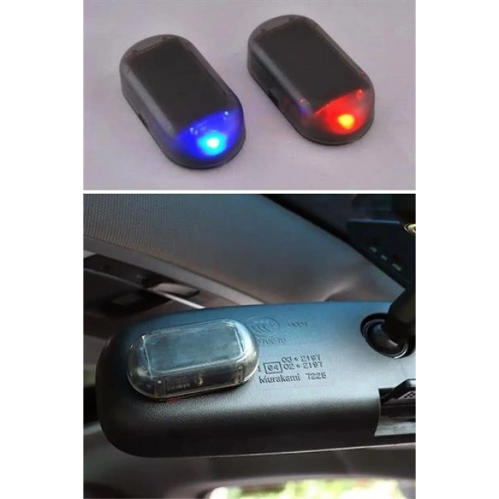 TUFEYO  Araç İçin Caydırıcı Solar Enerji İle Şarj Olan  Güçlü Yapışkanlı Işıklı Plastik Mini Sahte Alarm