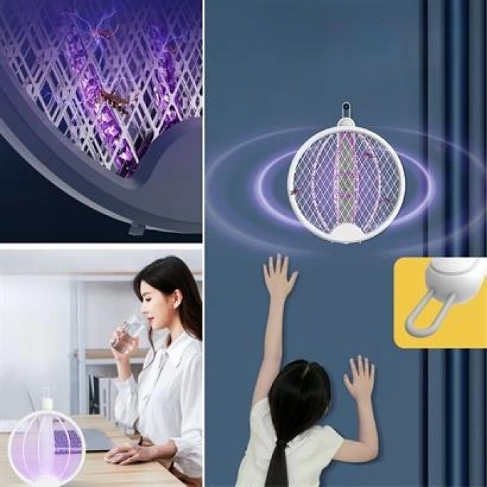 TUFEYO Asılabilen ve Masaüstü Olabilen 2W Sinek Öldürücü Mor Işıklı Raket