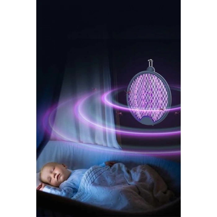 TUFEYO Asılabilen ve Masaüstü Olabilen 2W Sinek Öldürücü Mor Işıklı Raket