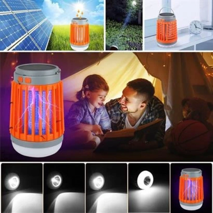 TUFEYO Askılı Solar Enerji İle Şarj Olabilen Sinek Öldürücü Kamp Feneri Işıldak