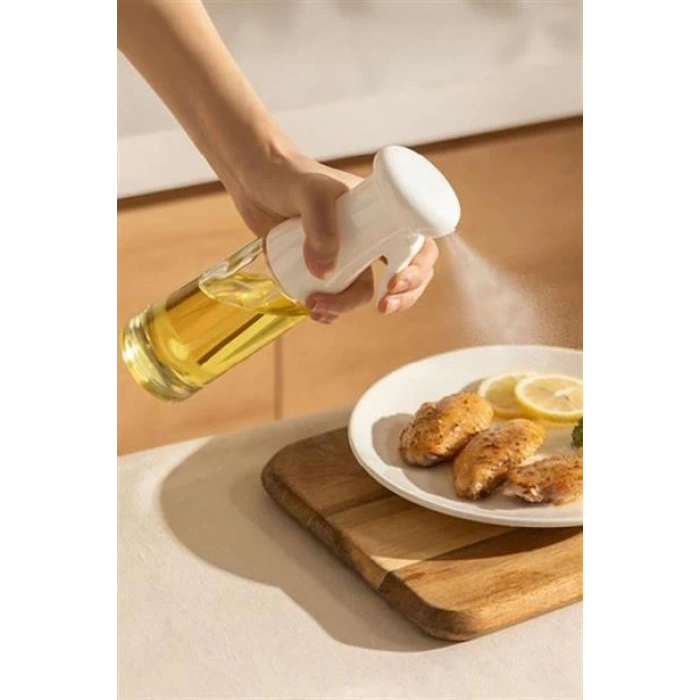 TUFEYO  Çok Amaçlı Cam Şişe Püskürtmeli Dağıtıcı Yağdanlık Limonluk Sirke Sosluk Spreyi Beyaz