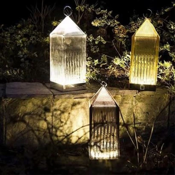 TUFEYO Fener Model USB Şarjlı Dokunmatik 3 Farklı Işık Modlu Masa Üstü Kristal Akrilik Lamba Led