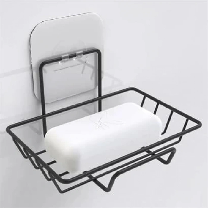 TUFEYO  Kendiliğinden Yapışkanlı Dekoratif Tekli Sabunluk Siyah