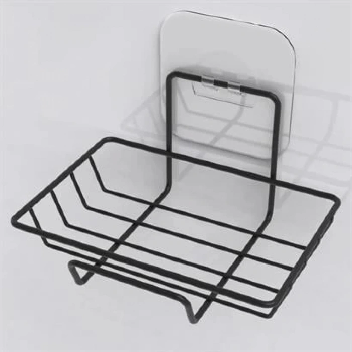 TUFEYO  Kendiliğinden Yapışkanlı Dekoratif Tekli Sabunluk Siyah