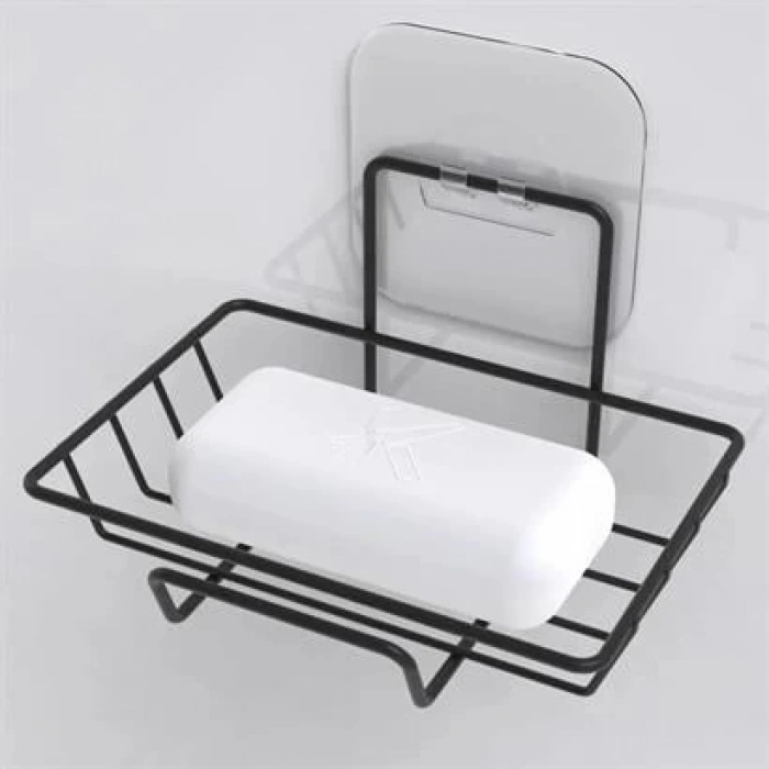 TUFEYO  Kendiliğinden Yapışkanlı Dekoratif Tekli Sabunluk Siyah