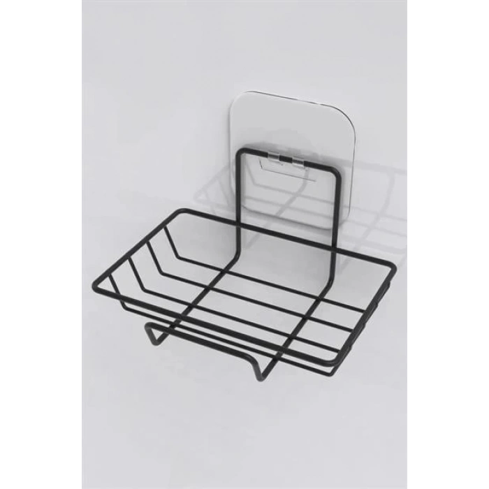 TUFEYO  Kendiliğinden Yapışkanlı Dekoratif Tekli Sabunluk Siyah