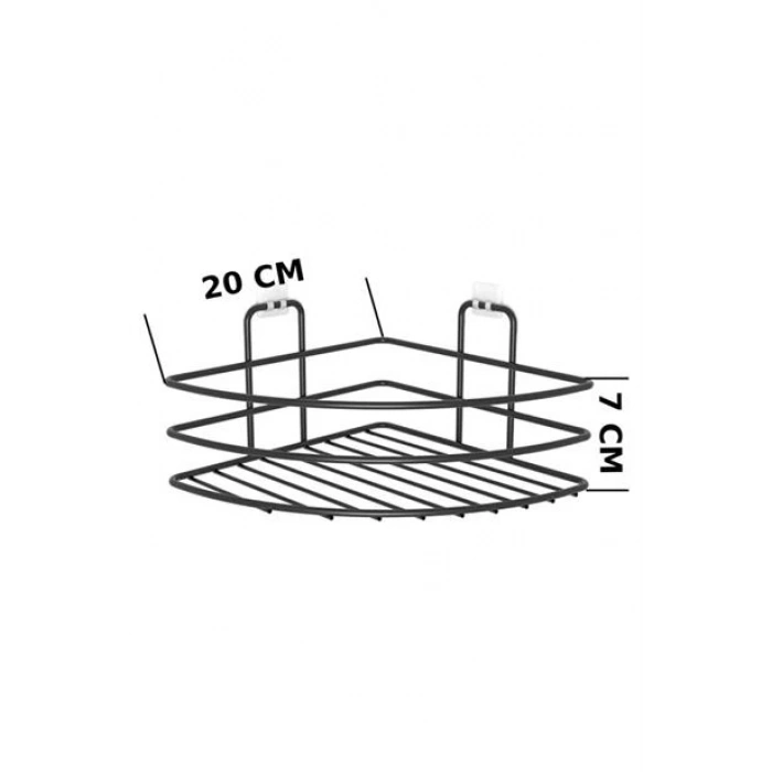 TUFEYO Kendiliğinden Yapışkanlı Montaj Gerektirmeyen Tek Katlı Banyo Askı Köşe Şampuanlık Siyah