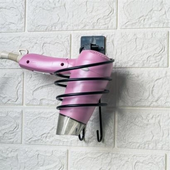 TUFEYO Kendiliğinden Yapışkanlı Siyah Paslanmaz Metal Fön Makinesi Askısı Saç Kurutma Makinesi Tutacağı