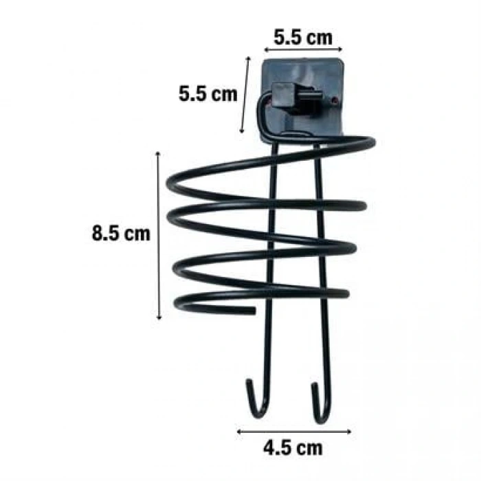 TUFEYO Kendiliğinden Yapışkanlı Siyah Paslanmaz Metal Fön Makinesi Askısı Saç Kurutma Makinesi Tutacağı