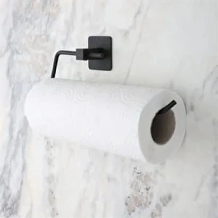 TUFEYO Kendiliğinden Yapışkanlı Siyah Paslanmaz Metal Rulo Havluluk Aparat