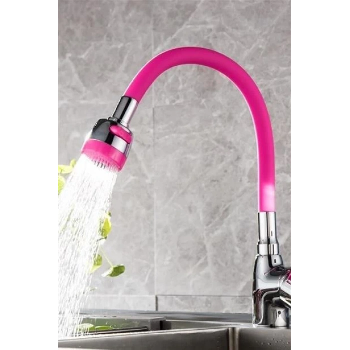 TUFEYO Oynar Başlıklı Tasarruflu Kubar Musluk Borusu ve Başlığı  Pembe