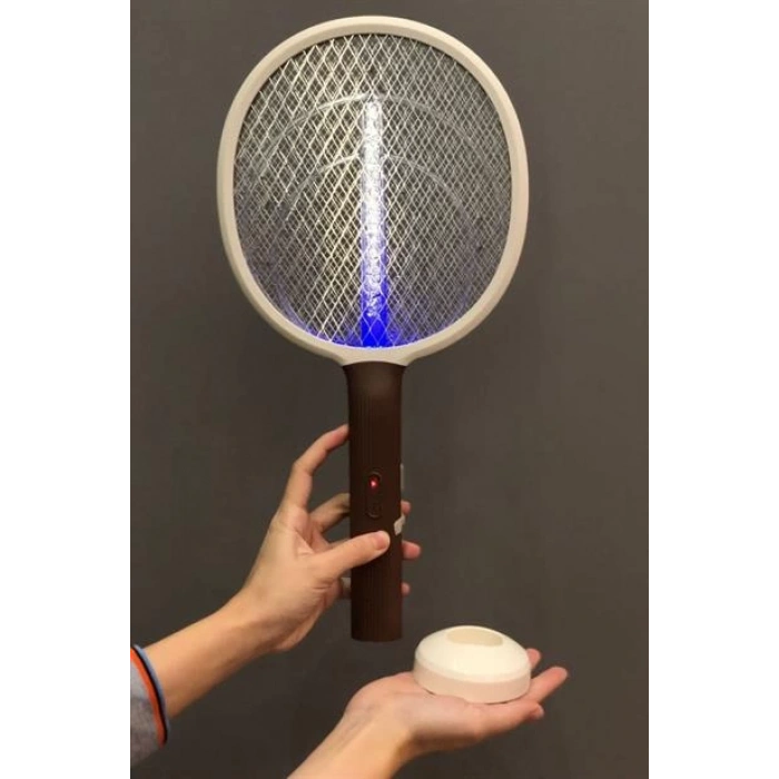 TUFEYO Şarjlı Sinek Öldürücü Masaüstü Standlı,Mor Işık 43cm Sinek Kovucu Raket