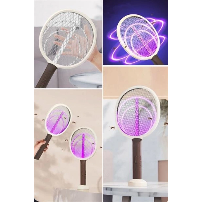TUFEYO Şarjlı Sinek Öldürücü Masaüstü Standlı,Mor Işık 43cm Sinek Kovucu Raket