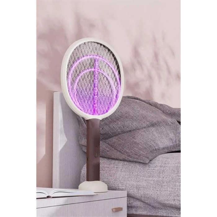 TUFEYO Şarjlı Sinek Öldürücü Masaüstü Standlı,Mor Işık 43cm Sinek Kovucu Raket