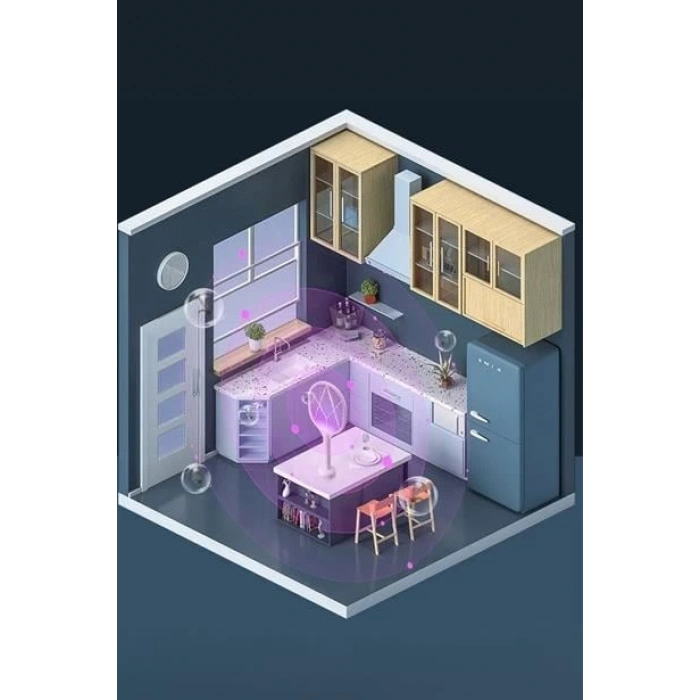 TUFEYO Şarjlı Sinek Öldürücü Masaüstü Standlı,Mor Işık Sinek Kovucu Raket 5w