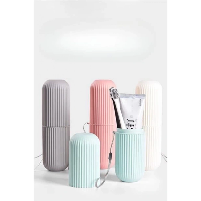 TUFEYO Seyahat Tipi Diş Fırçası Gözlük Makyaj Fırçası İçin Çok Amaçlı Silindir Saklama Kutusu İpli