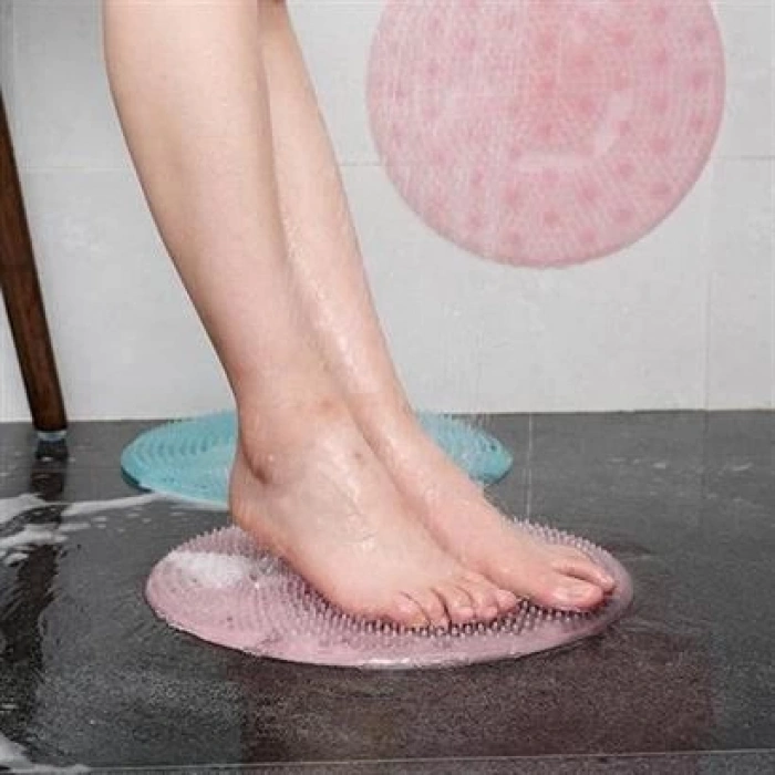 TUFEYO Silikon Fırçalı Banyo Masaj Matı ve  Ayaklar için Topuk Masaj Paspası