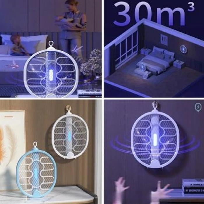 TUFEYO Sinek Öldürücü Masaüstü Olabilen Katlanabilir Şarjlı Sinek Raketi 5W 400mAh