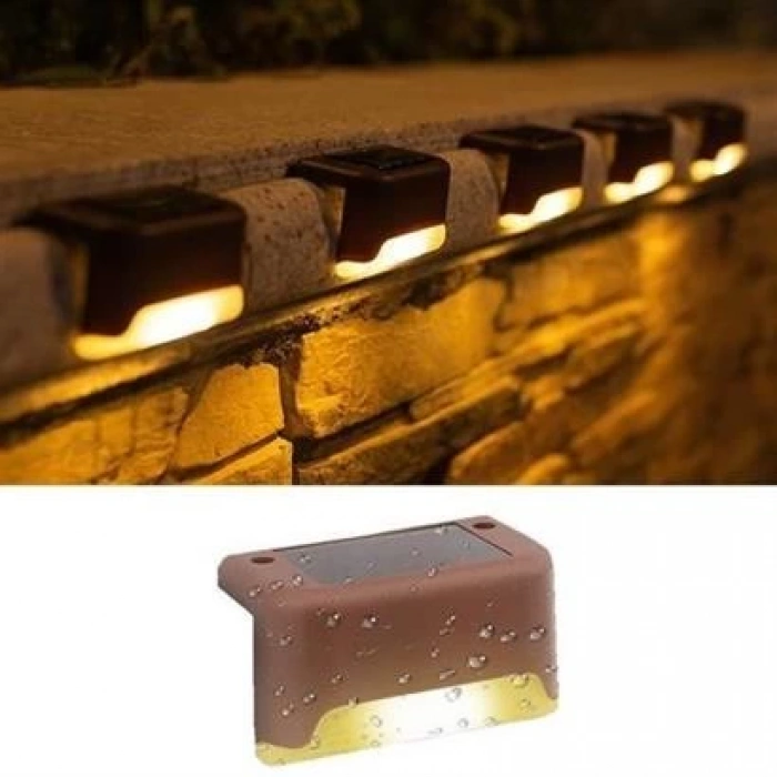 TUFEYO Solar Güneş Enerjili Şarj Edilen Köşebent Merdiven Veranda Bahçe Yolu Led Lamba Işık 4 Adet