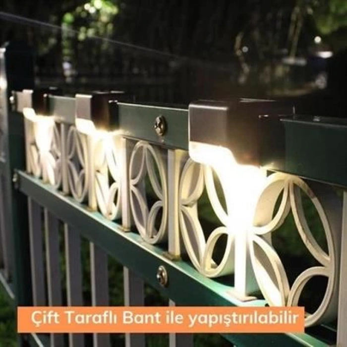 TUFEYO Solar Güneş Enerjili Şarj Edilen Köşebent Merdiven Veranda Bahçe Yolu Led Lamba Işık 4 Adet