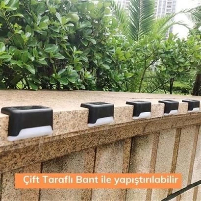 TUFEYO Solar Güneş Enerjili Şarj Edilen Köşebent Merdiven Veranda Bahçe Yolu Led Lamba Işık 4 Adet