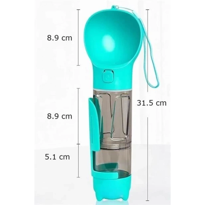 TUFEYO Taşınabilir Hazneli Mama Kaplı ,Kaka Poşetli Kedi,Köpek Suluğu-300ml