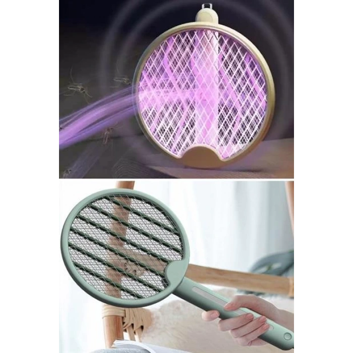 TUFEYO Tenis Raketi Tipi Masaüstü Olabilen Gece Lambalı Sinek Kovucu,Öldürücü Raket