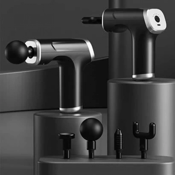 TUFEYO Type C Şarjlı Masaj Aleti 4 Farklı Masaj Başlıklı Darbeli Titreşimli Mini Masaj Tabancası