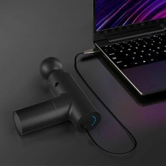 TUFEYO Type C Şarjlı Masaj Aleti 4 Farklı Masaj Başlıklı Darbeli Titreşimli Mini Masaj Tabancası