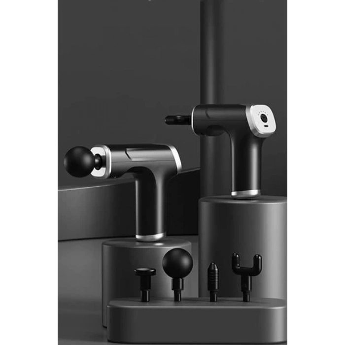 TUFEYO Type C Şarjlı Masaj Aleti 4 Farklı Masaj Başlıklı Darbeli Titreşimli Mini Masaj Tabancası