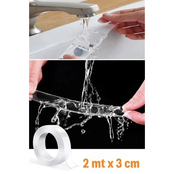 TUFEYO Ultra Güçlü Çift Taraflı 2 mt x 3 cm Çift Taraflı Nano Bant