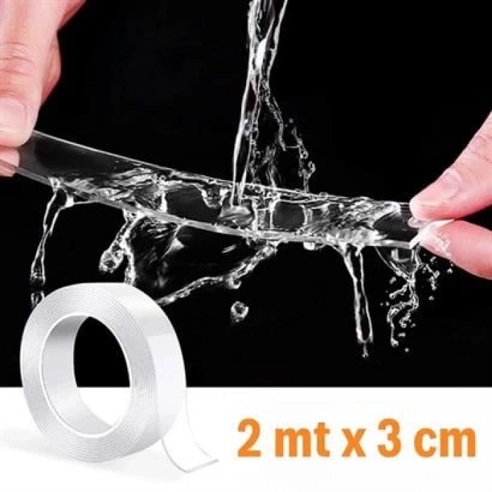 TUFEYO Ultra Güçlü Çift Taraflı 2 mt x 3 cm Çift Taraflı Nano Bant