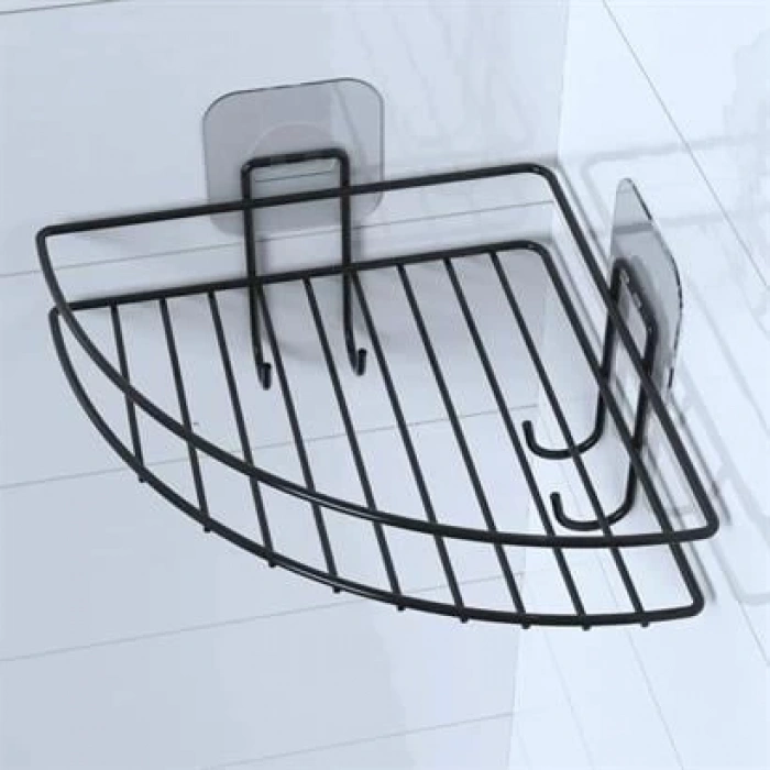 TUFEYO Yapışkanlı Banyo Köşeliği Kancalı Köşe Rafı Duş Şampuanlık Duvar Düzenleyici Organizer Raf