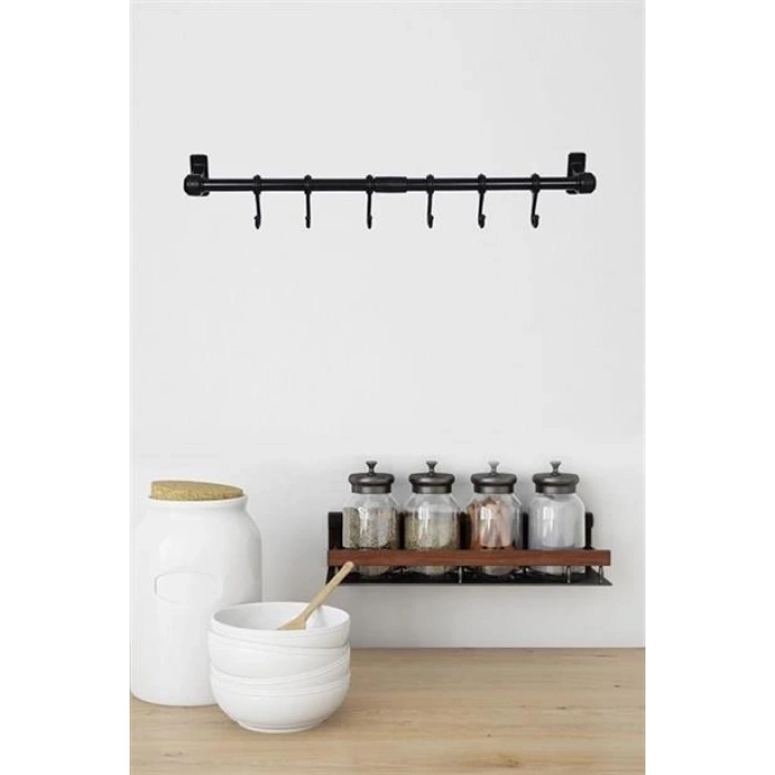 TUFEYO Duvara Monte Edilen 6 Kancalı Dekor Kaşıklık ve Kupa Askısı