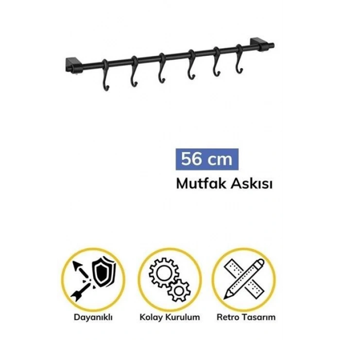 TUFEYO Duvara Monte Edilen 6 Kancalı Dekor Kaşıklık ve Kupa Askısı